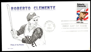 1984 Roberto Clemente FDC Pride of the Pirates Sandra's Cachets - Picture 1 of 2