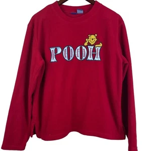 Disney Winnie the Pooh Women's Large Pullover Fleece Top Red Cozy Warm Bear - Picture 1 of 4