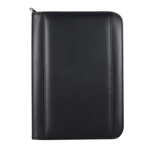 Business Portfolio Padfolio Folder Document Case Organizer A5 PU Leather Zippere - Picture 1 of 8