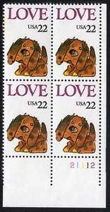 Scott #2202 Puppy Love Plate Block of 4 Stamps - MNH P#21112 - Picture 1 of 1