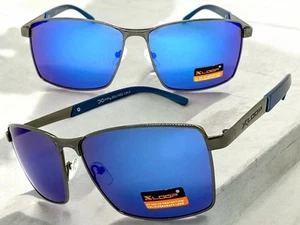 Classic Sporty Modern Stylish Sleek Biker SUNGLASSES Gunmetal Frame Blue Lens - Picture 1 of 6