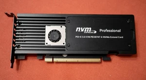 KALEA-INFORMATIQUE PCIe x16 to 4x NVME M.2 - PLX PEX8747 - Picture 1 of 4