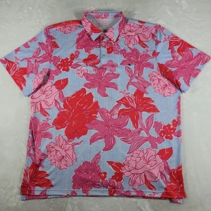 Vineyard Vines Kentucky Derby Sankaty Polo Uomo 2XL Blu Rosso Rose Floreale Golf - Foto 1 di 8