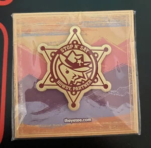 SAY HOWDY Sheriff Badge Bearded Dragon Cowboy Hat Enamel Pin by the Yetee NEW - Picture 1 of 2