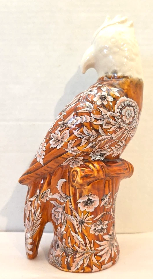 Jarrón Anthropologie Avian Lovebird Bird Floral Marrón Foto 1 de 4