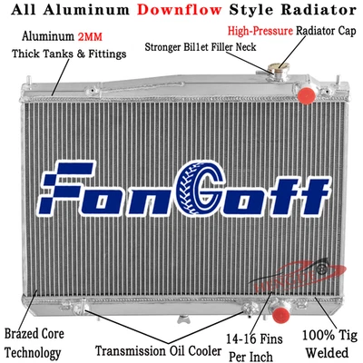 Aluminum Radiator for 98-04 2001 Nissan Frontier/2000-04 Xterra XE SE 2.4L 3.3L - Image 1 of 4