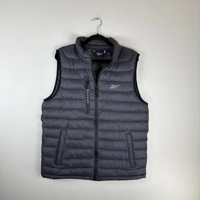 Reebok Puffer Puff Vest Mens Large Blue Lightweight Full Zip Pockets Jacket - Image 1 of 4