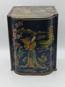 Contenedor Then Long Island N.Y. Hecho en Inglaterra Azul Paisaje Chino Lata ¡Raro! - Imagen 1 de 7