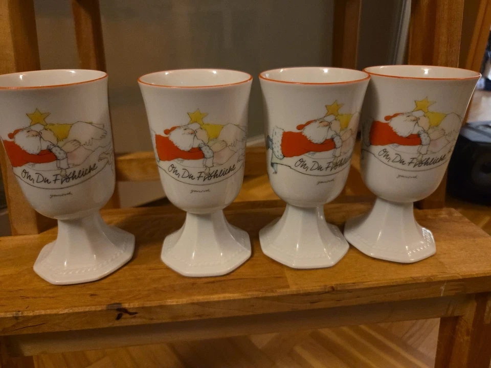 4x Janosch Weihnachtsbecher Ercetera Porzellan München Becher Weihnachten Kelch - Bild 1 von 3