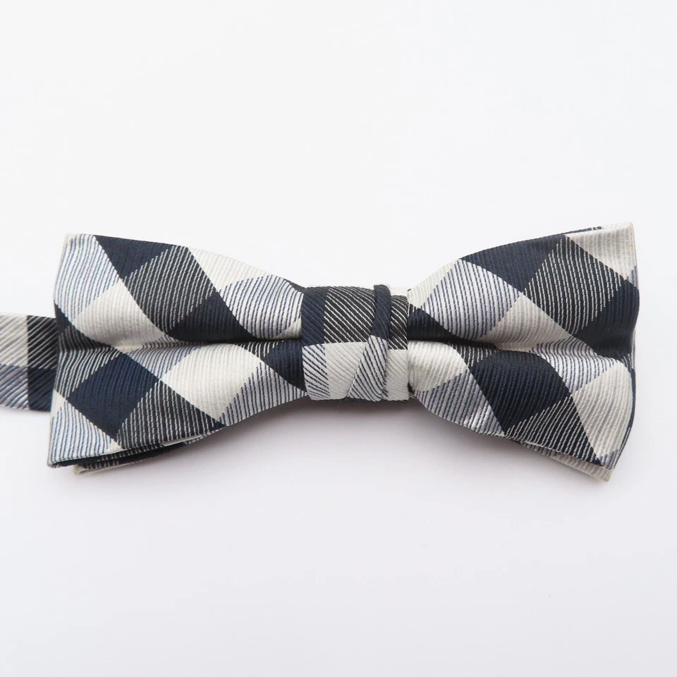 Pajarita Lord & Taylor negra gris a cuadros 2" de ancho pre corbata seda niños niños Foto 1 de 4