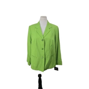 Sag Harbor Woman Blazer Size 16W Green Long Sleeve Button Front Pockets - Picture 1 of 11