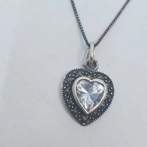 925 Sterling Silver Heart Pendant Puffy On 925 italy CA Chain J20 - Picture 1 of 10