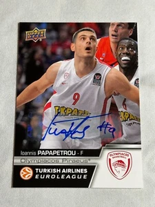 2015-16 Upper Deck Euroleague Ioannis Papapetrou Auto #E-29 Olympiacos Piraeus - Picture 1 of 2