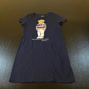 Polo Ralph Lauren Polo Bear Shirt Dress Graphic Tee Casual Navy Girls Small (7) - Picture 1 of 8