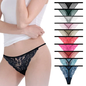 Lote Negro Rojo Blanco Sexy Tangas de Encaje Cuerda G Lencería Bragas Ropa Interior OS S M - Imagen 1 de 32