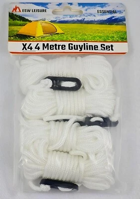 ESW LEISURE 🔥X4 weiße 4 Meter Abspannleine Seile Zelt Camping Abspannleine Kufen