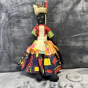 Vintage Cloth Black Jamaican Doll - Jointed 19” Souvenir Toy Stuffed Doll - Picture 1 of 6