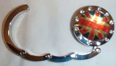 Bolso de Mano Cromo e Imitación Diamante Joyas Bandera Británica Plegable Gancho Soporte Union Jack Foto 1 de 3
