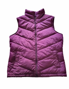 Gilet imbottito Lands’ End donna medio full zip viola M 10 12 caldo autunno - Foto 1 di 6