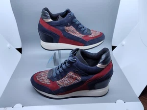 Geox Women's Red Nydame Suede Wedge Sneaker Shoes Size EUR 37 US 7 EUC - Picture 1 of 14