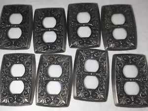 Ornate reclaimed socket cover plate antique silver/black Holton prod. 14 avail - Picture 1 of 10