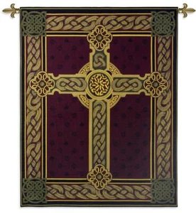 53x40 CELTIC CROSS Ireland Irish Decor Tapestry Wall Hanging - Picture 1 of 1