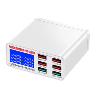 Adaptador de viaje cargador de pantalla LCD USB QC3.0 multipuerto para iPhone iPad LG - Imagen 1 de 6