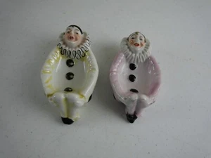 2 Vintage Made in Japan Hand Painted Porcelain Clown Jester Ashtrays NEW - Picture 1 of 6