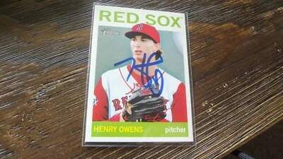 Tarjeta de béisbol 2013 Topps Herutage Henry Owens autografiada Foto 1 de 2