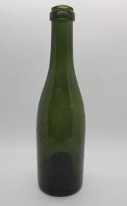 Antike mundgeblasene dicke grüne Push-up Boden Weinglas Flasche Vintage - Bild 1 von 15