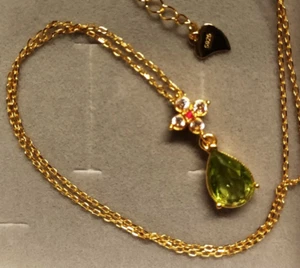 Peridot Anhänger 750er Echtgold 18Kt. Gelb Gold Halskette 45cm Zertif. Muttertag - Bild 1 von 10