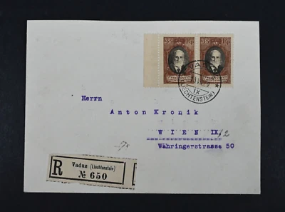 1929 年列支敦士登注册 VF 封面见反向邮票邮件 — 第 1/2 张图片