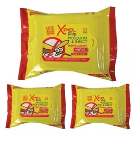 XPEL Kids Mosquito & Insect Repellent Wipes - Long Lasting Protection. 3 Packs - Picture 1 of 1