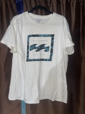 Camiseta Para Hombre XL Billsbong Blanca Azul Floral Tropical Gráfico Foto 1 de 3