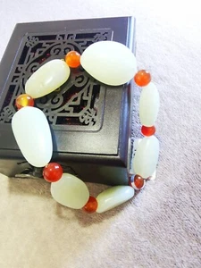 Nature High Quality Hetian Jade And Agate Bracelet - Picture 1 of 4