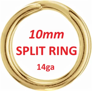 10 mm OD 14 Stärke 18k Massiv Gelbgold Rund Geteilter Sprungring Verschluss Charm Schlüsselanhänger - Bild 1 von 3