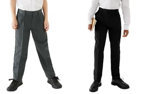 BOYS SHORT / LONG / EXTRA LONG LEG SCHOOL TROUSERS WITH ADJUSTABLE WAIST UNIFORM - Picture 1 of 10
