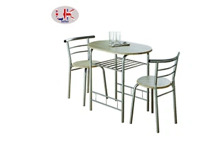 Modern Oak Dining Table and 2 Chairs Set Metal Frame Kitchen - 0076 - Picture 1 of 6