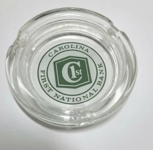 First National Bank Carolina Ashtray Glass Tobacco Advertising - Picture 1 of 5