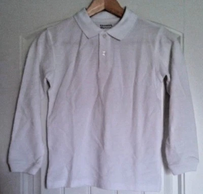 Camisa Polo George Boys Uniformes Escolares Manga Larga Piqué Blanca Talla Pequeña 6-7 Foto 1 de 4
