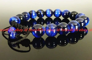 Shamballa Tigers Eye BLUE GEMSTONE Crystal Beaded BRACELETS 8mm,10mm - Picture 1 of 12
