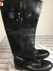 ALDO Black Leather Zip Tall Buckle Riding Boots Women's Size 5.5 US - Picture 1 of 7