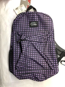 New NexPak Backpack Book Bag - Back to School Basics - Purple Check Fun Unisex - Picture 1 of 8