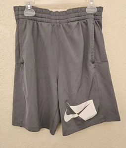 Nike Shorts Youth Large Gray White Dri Fit Standard Fit Elastic Waist Athletic - Picture 1 of 6