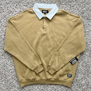 Grizzly Griptape Pullover Sweatshirt Khaki W/ White Collar Sz Large NWT - Picture 1 of 4