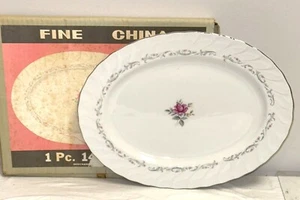 Japan Fine China ROYAL SWIRL PINK ROSE 14" OVAL PLATTER RELIST TRAY w/ BOX - Picture 1 of 2