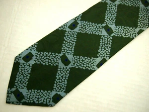 Corbata Hugo Boss Para Hombre Verde Azul Caja a Cuadros Geométrica 100% Seda 56" Diseñador - Imagen 1 de 4
