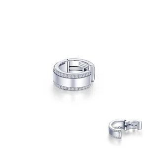 *BRAND NEW* Sterling Silver Platinum-Bonded Simulated Diamonds Sparkle Ear Cuff - Picture 1 of 2