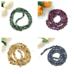 Pepitas de esmeralda de zafiro rubí natural hilo de cuentas sueltas de 18 pulgadas de 4 mm a 5 mm de tamaño - Imagen 1 de 9