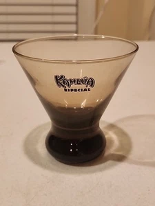 KAHLUA ESPECIAL SMOKE BROWN GLASSES FOOTED ROCKS GLASS NIGHTCAP - Picture 1 of 6